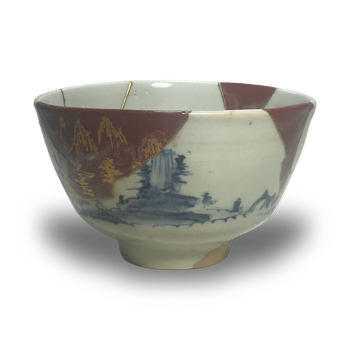Early Imari Blue-and-White Landscape Pattern Bowl-Shaped Tea Bowl
