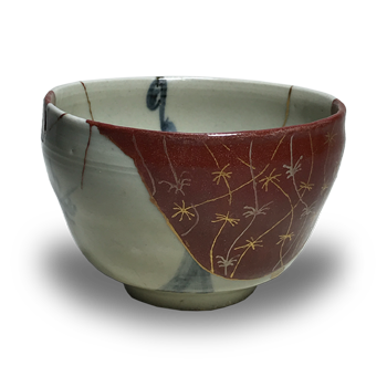 Early Imari Blue-and-White Pine, Bamboo, and Plum Pattern Tenmoku-Style Chawan