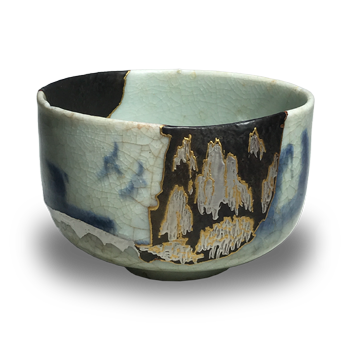 Early Imari Landscape Pattern Tsubo-shaped Tea Bowl