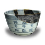 Early Imari Blue-and-White “Fukuju” Character Crest Bowl-Shaped Tea Bowl