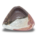 Early Imari Triangular Hira Mukozuke with Iron Sand Glaze