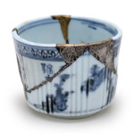 Early Imari Blue-and-White Landscape Pattern Half-Cylinder Tea Bowl